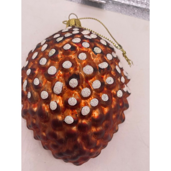 Glass Santa Christmas Ornament Pinecone Shape Red Coat Green Tree Glitter - Picture 4 of 7